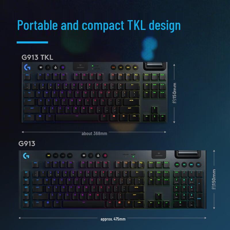 Logitech G913 TKL Dual-Mode Wireless RGB Mechanical Gaming Keyboard