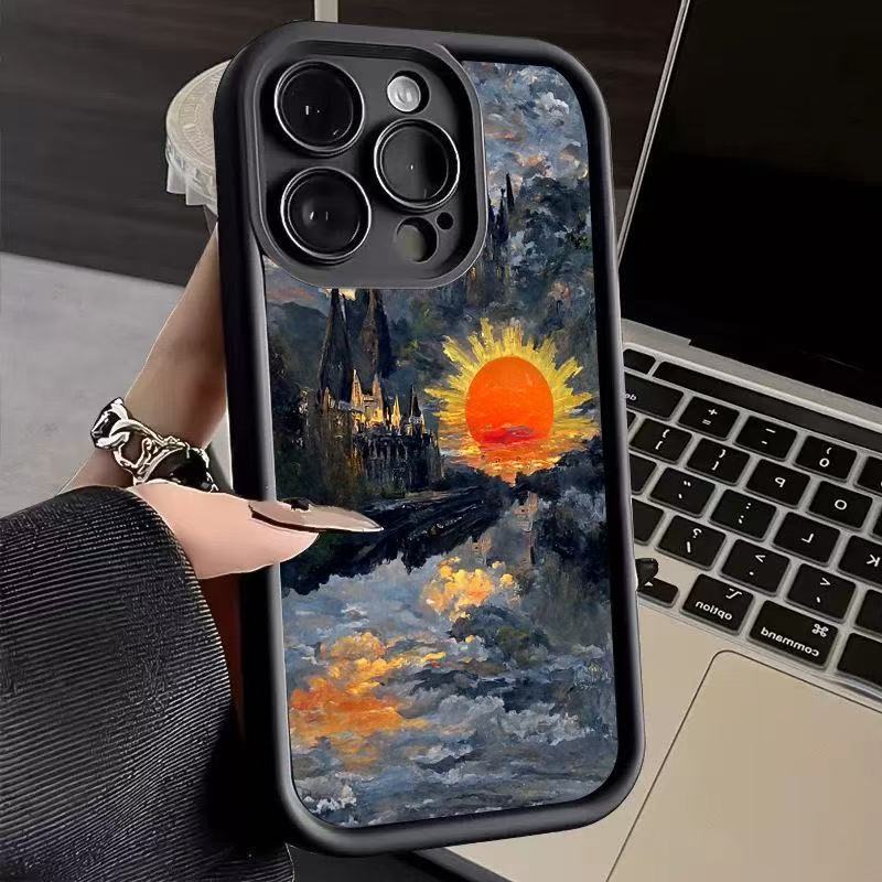 Замок с личностью для чехла мобильного телефона iphone17air Apple 15 противоударный 16 масляная живопись 13promax новый 14x