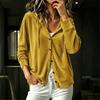 Women Hooded Button Front Cardigan Long Sleeve Loose Casual Lightweight Outerwear With Drawstring