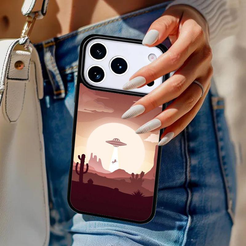 Sky aliens UFO astronauts lovely Phone Case For iPhone 17 Air 14 15 13 12 Max Cover For Apple 16e 11 Pro Max Plus Coque