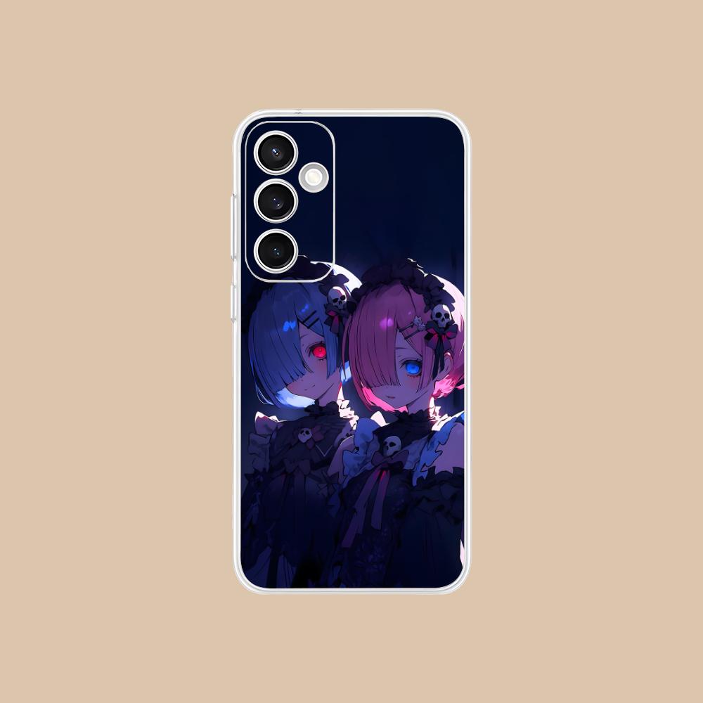 Прозрачный чехол для мобильного телефона ReZero Rem Ram для Samsung Galaxy S25 S24 S23 S22 S21Plus FE Ultra Цветная обложка