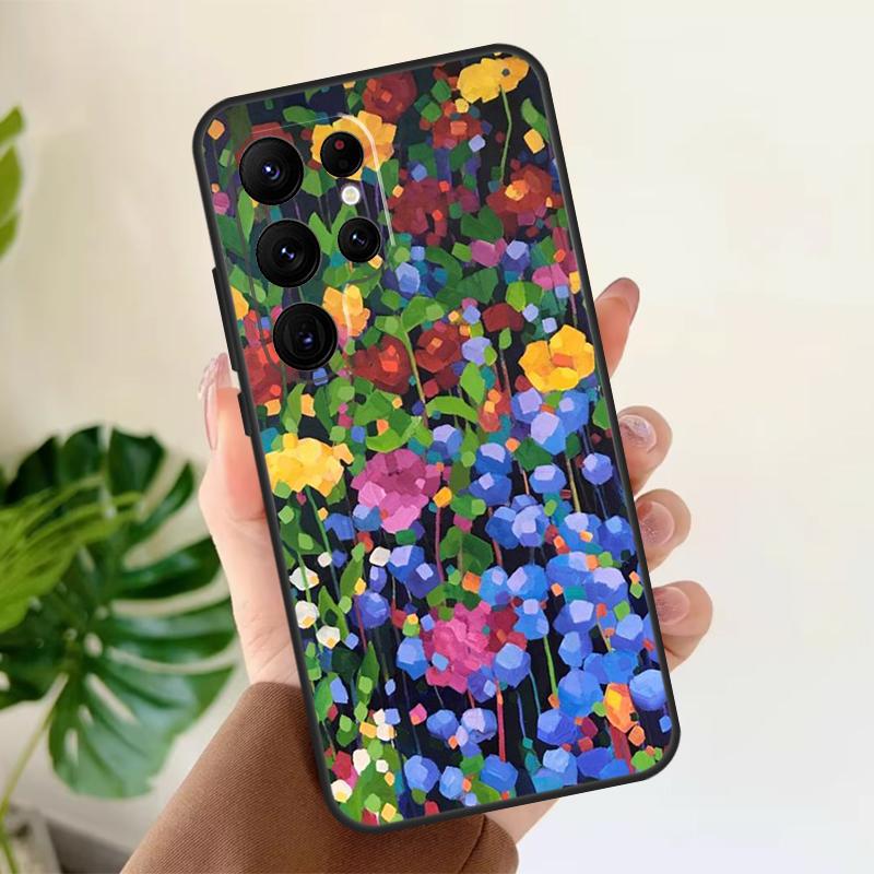 Colourful Flower Painting Art Soft Case For Samsung Galaxy S24 Ultra S21 S22 S23 S25 Plus S20 FE S9 S10 S23 FE Phone Cover