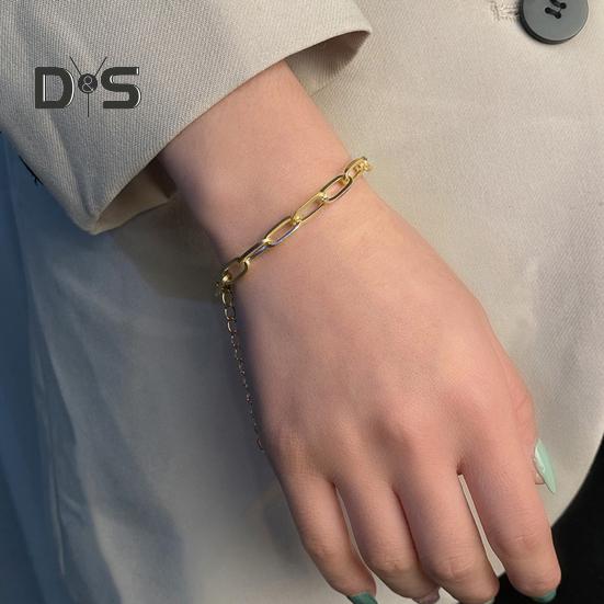 Женский браслет, регулируемая длина, полая цепочка, сплошной цвет, полированная гальваническая нержавеющая сталь, легкий браслет в стиле панк, хип-хоп, крутой браслет для девочек, кольцо на запястье