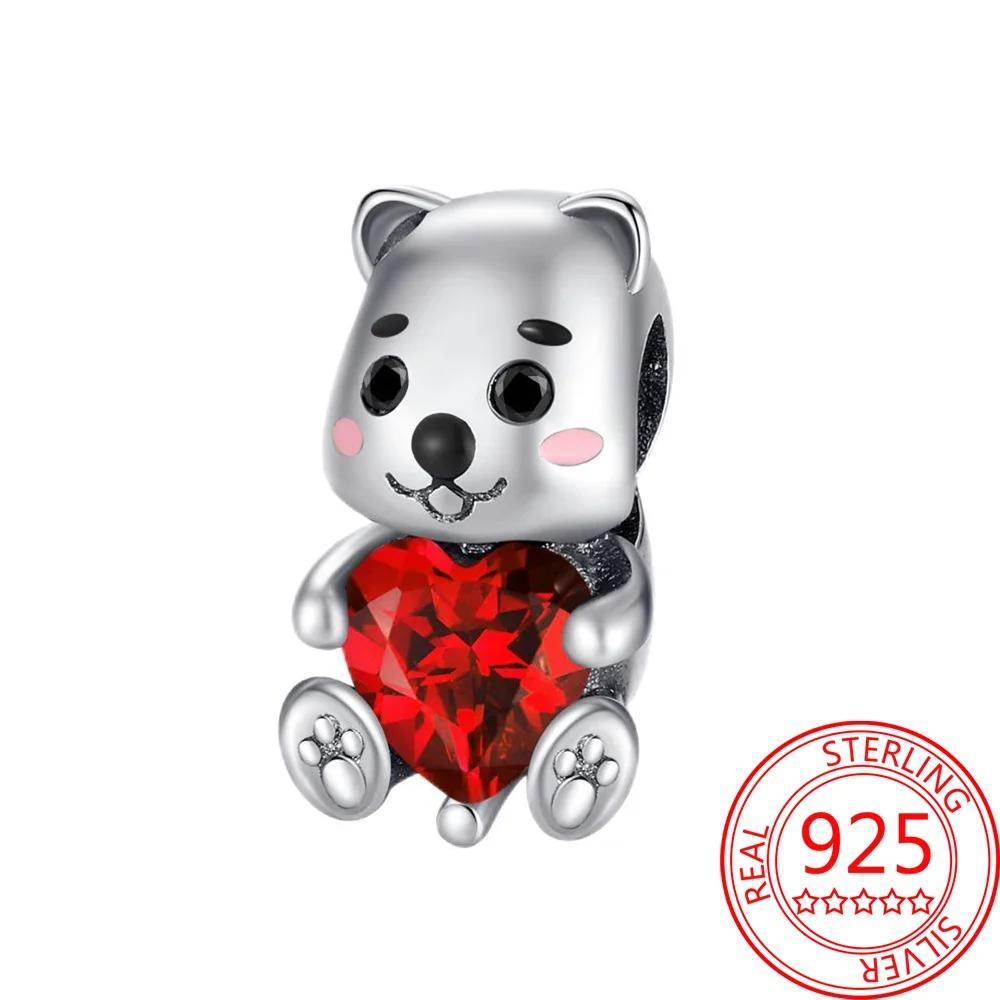 Exquisite Copper Little Monkey Embracing Red Heart Pendant Fit Bracelet Necklaces Party Pairing With Handmade Gifts