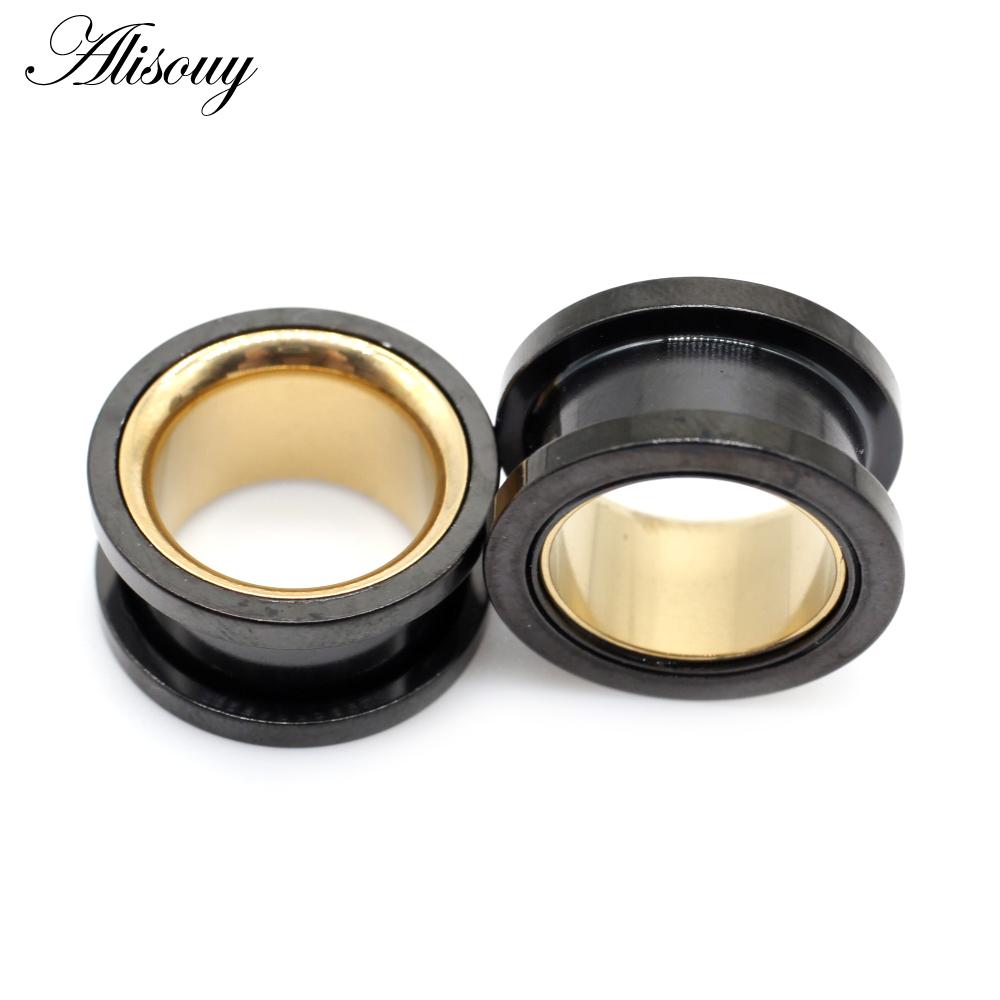 Alisouy 2 шт. Smiple полые расклешенные беруши из нержавеющей стали туннельный расширитель носилки манометры пирсинг плоти серьги украшения для тела