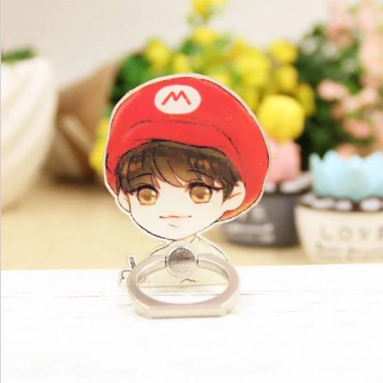 Bts Cartoon Phone Holder With 360degree Rotation For Fans And Mobile Use