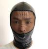 Women Men PU Leather Unisex Hood Masks with Face Mesh Patchwork Mens Cosplay Masks Halloween Cosplay Costume Accessories