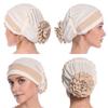 Simple Satin Flower Fashion Headwear Women Headscarf Turban Hat Indian Hats Muslim Hijab Caps