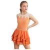 Kids Girls Rhythm Gymnastics Ballet Skirted Leotards Dresses Shiny Rhinestones Figure Skating Lyrical Dance Performance Costume