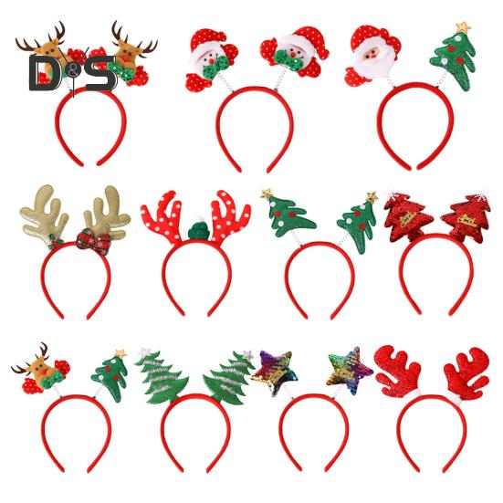 Рождественская повязка на голову с рогом оленя, повязка на голову в виде звезды Санта-дерева, праздничный обруч для волос, аксессуар для косплея для женщин и детей