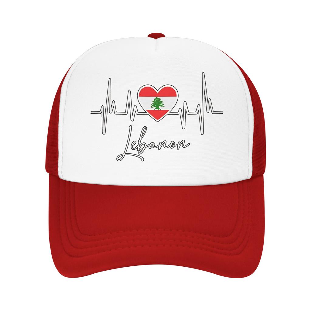 My Heart Beats For Lebanon Sun Hats Classic UnisexTeens Mesh Trucker Hat Breathable Print Outdoor Sport Baseball Caps
