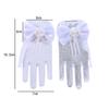 Kids Girl White Black Mesh Bow Lace Gloves - Elegant Party Supplies For Birthday Ceremony Coronation Accessories