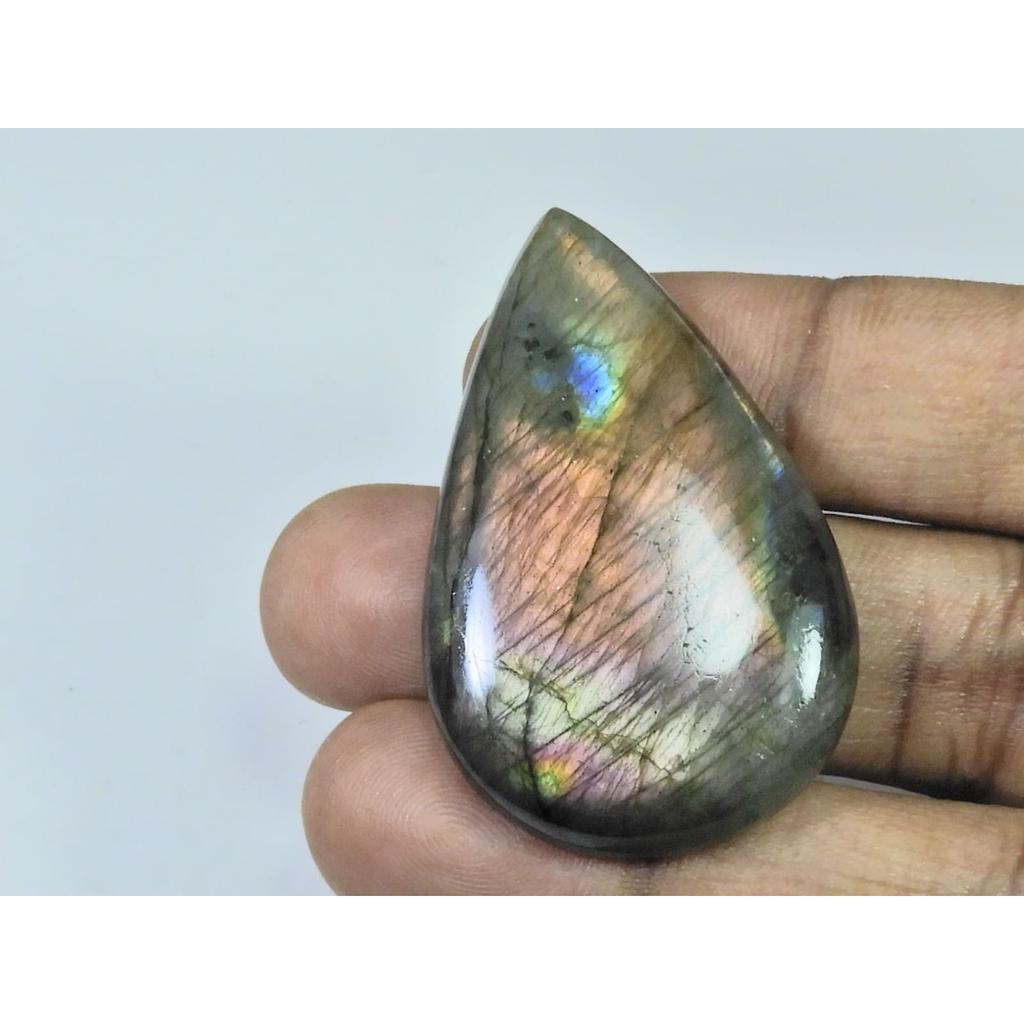 30X47X07MM Natural Purple Labradorite Spectrolite Pear Loose Gemstone 85Cts. D-410