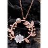 925 Sterling Silver Pearl And Pearl Magnolia Flower Necklace