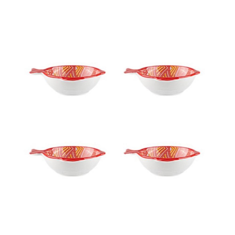 4PCS Underglaze Color Ceramic Dipping Dish Ceramic Mini Fruits Bowl Fish Shaped Dish  Home