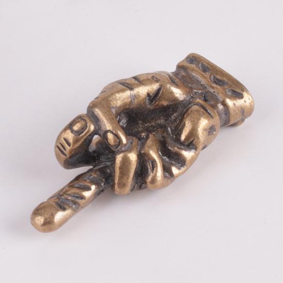 Middle Finger Figurine Brass Gold Freestanding Hand Sculpture Copper Middle Finger Pocket Lucky Charm for Home Shelf Desk Decor