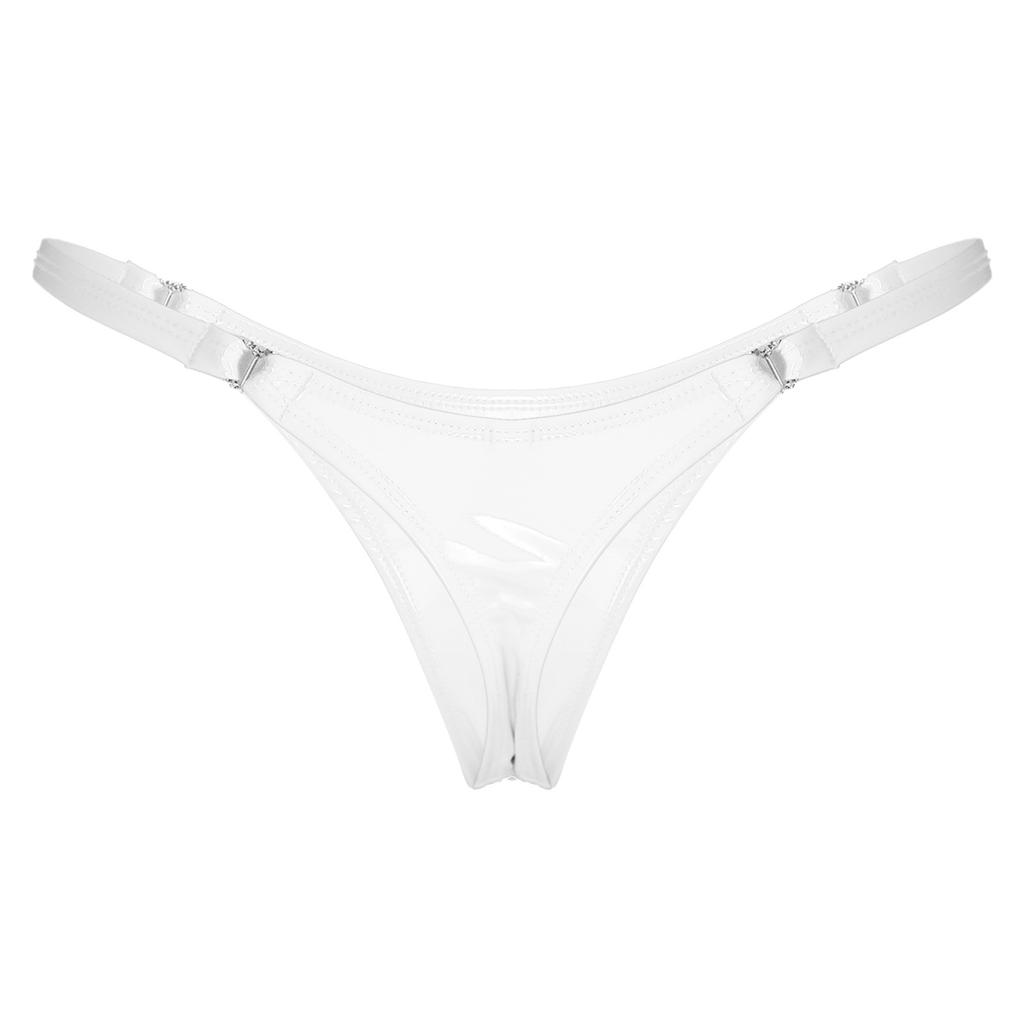 Sexy Thong Patent Leather Female Low Rise Briefs Ladies Shiny Bikini Underpants Lingerie