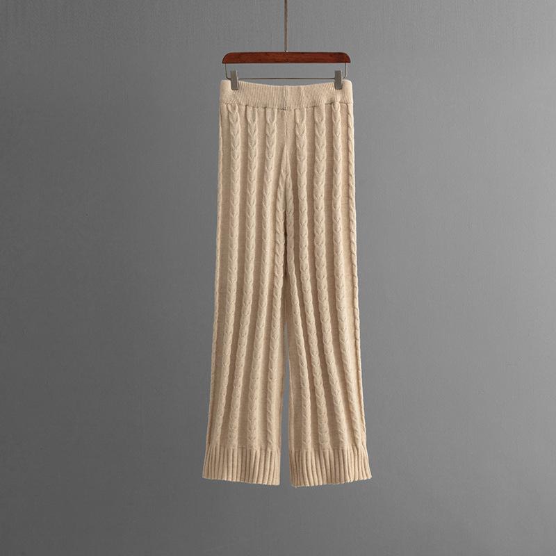 QICED Однотонный свитер с полувысоким воротником и костюм с переплетением для женской осенне-зимней моды. Вязаный женский костюм-двойка.