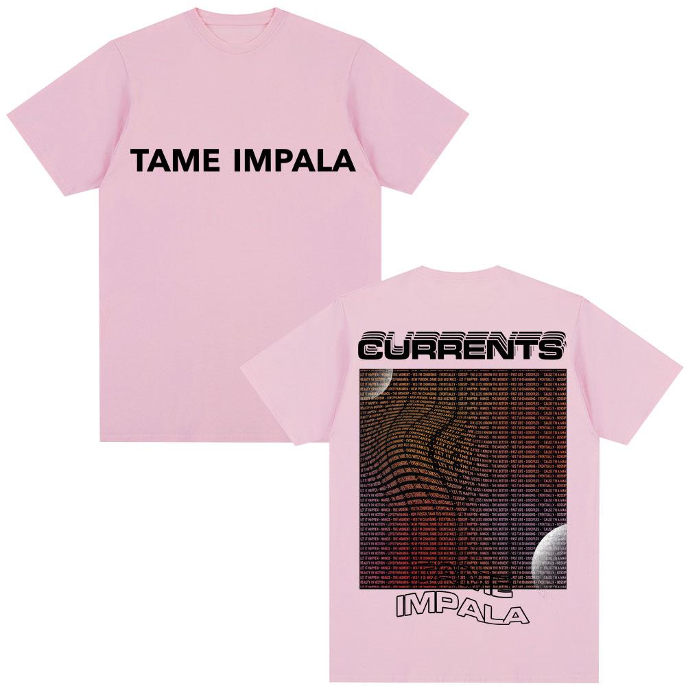 Винтажная графическая футболка Tame Impala Currents Мужская Женская Модная Хип-Хоп Винтажная Короткий рукав Повседневная Свободная Хлопковая Футболка Мужская