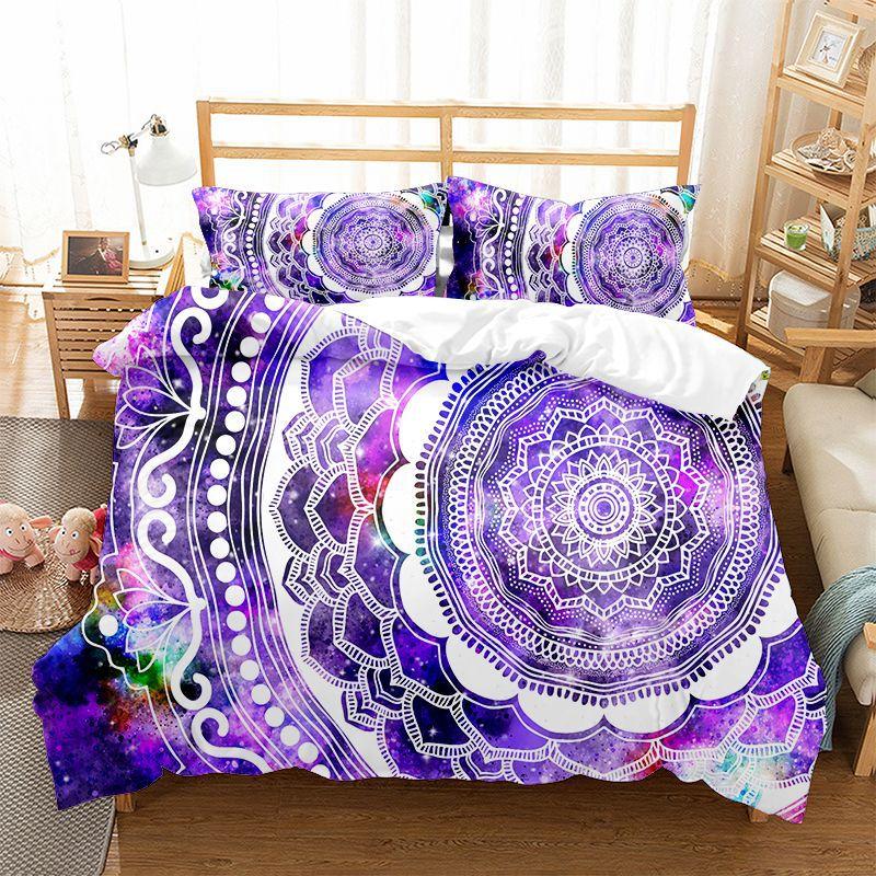 Mandala Flower Duvet Cover Set Bohemian Style Colourful Flowers Comforter Cover King Size for Boys Girls Polyester Bedding Se