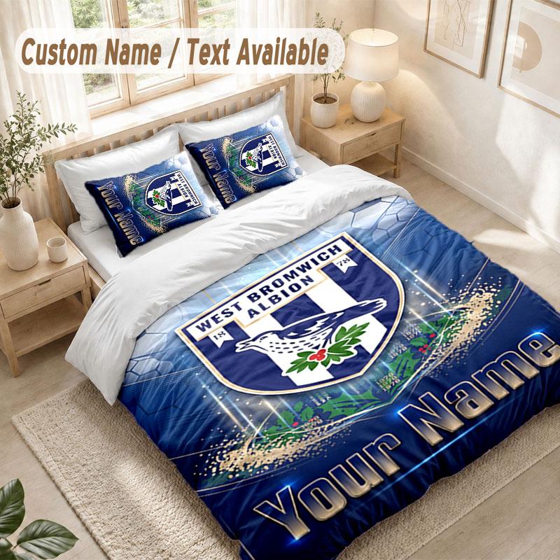 Custom Name Bedding Set 3 PiecesWest Bromwich Albion FC Print Duvet Cover + 2 Pillowcases Soft Bed Decor