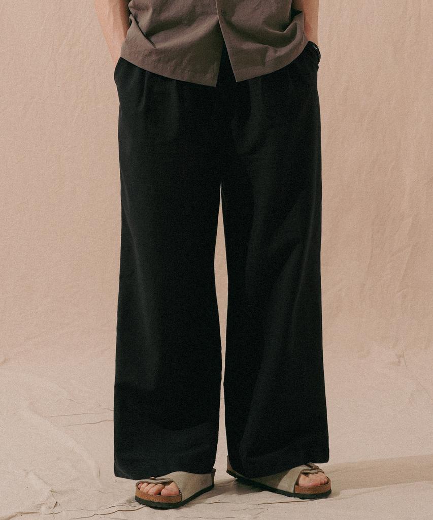 PERSTEP Cool Mix Linen-Like Flare Fit Long Pants Black Khlp4703