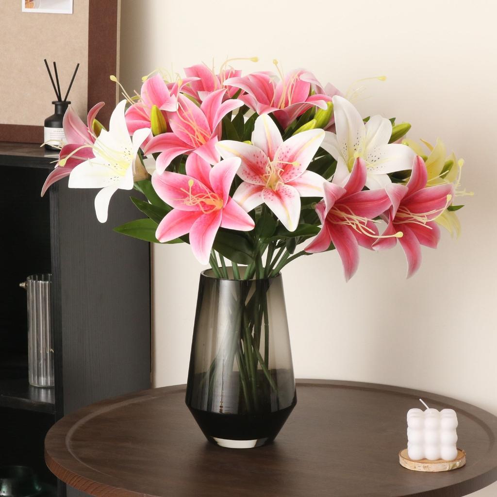 Artificial Lily Single Stem Faux Silk Plastic