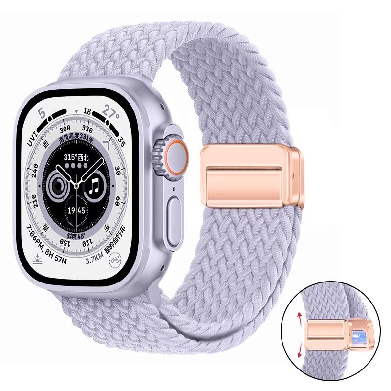 Плетеное нейлоновое петлевое ремешок для Apple Watch Ultra 3 2 49 мм 11 10 46 мм 42 мм 9 8 7 45/41 мм Магнитный ремешок iWatch 6 5 SE 44/40 мм Correa