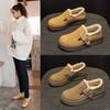 Пряжка женские осенне-зимние меховые хлопковые туфли на толстой подошве с увеличением высоты, круглым носком, в стиле ретро, матовые