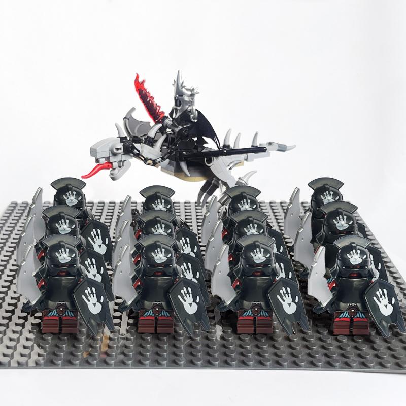 14 шт. MOC Средневековые Гномы Воины Эльфы Рыцари Властелин Колец Урук-хай Орк Солдат Рохана с Фигуркой Короля-Чародея Лидера Строительные Блоки Игрушки