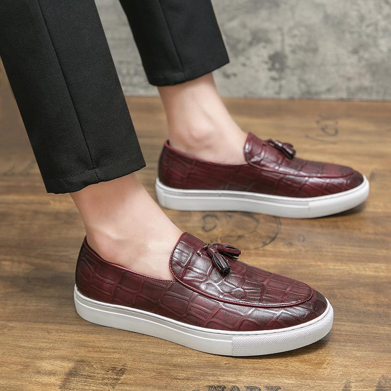 Size 38~47 Designer Luxury Mens Dress Casual Leather Sneakers Flats Platform Vulcanized Driving Skateboard Shoes for Men Loafers