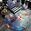 Kitten Clownfish Round Area Rug,Carpet Rug for Living Room Bedroom Sofa Playroom Decor,Non-slip Floor Mat