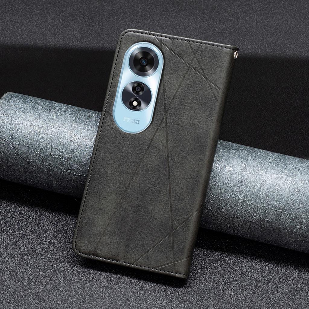 Чехол для Oppo A60 4G, противоударный, из ПУ-кожи, с ромбовидным узором, с отделениями для карт