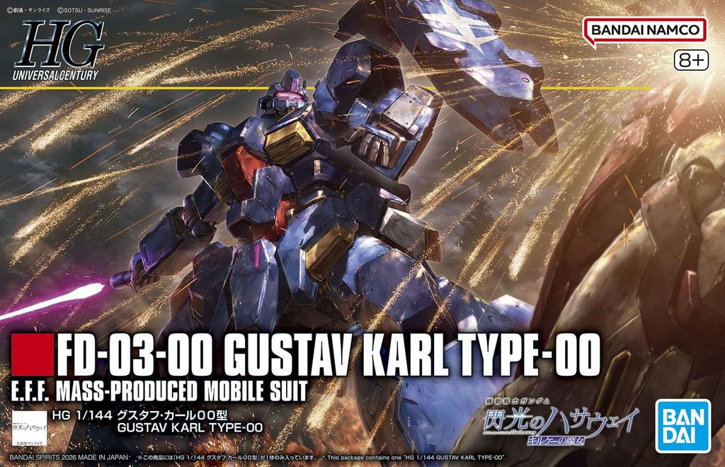 BANDAI SPIRITS HG Mobile Suit Gundam Flash Gustav Karl 00 Type Scale Plastic Model Kit Hathaway's 1/144 (Pre-colored)