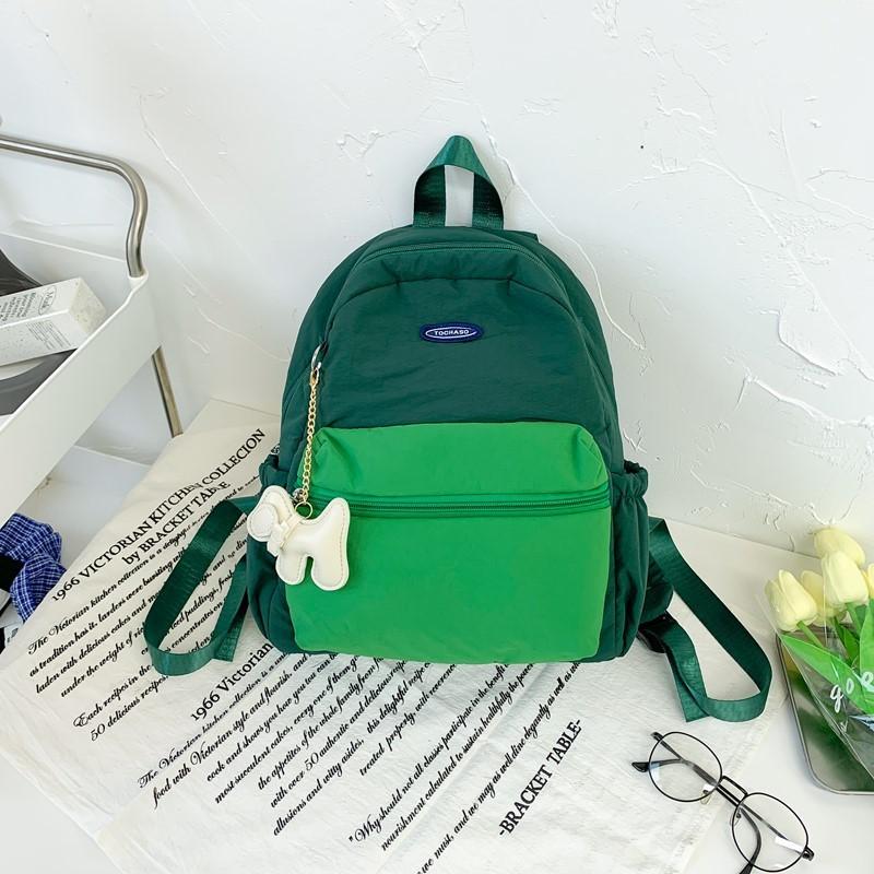 Simple Kids Lightweight Backpack With Color Block Design For Learning School