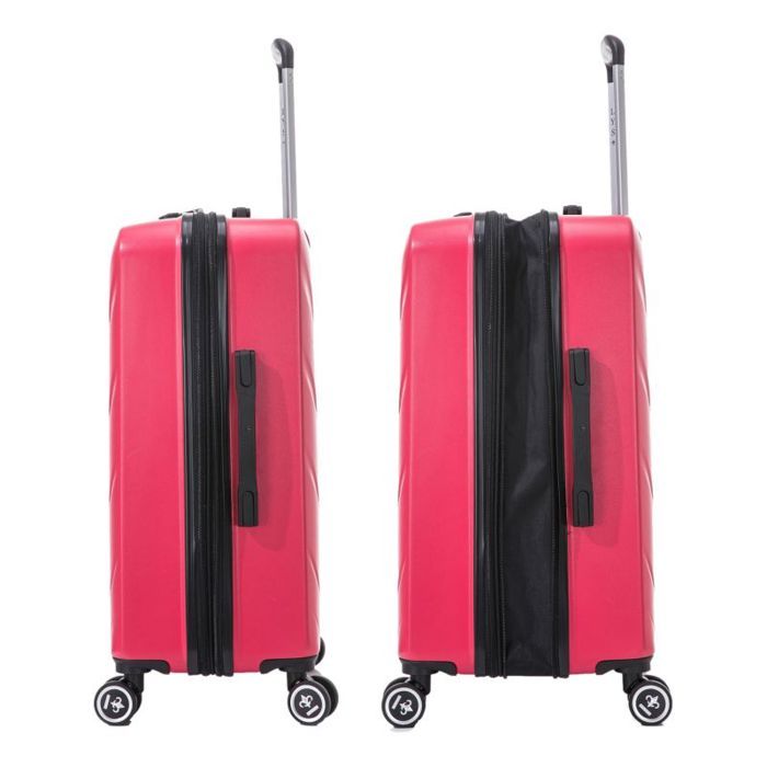 Set of 3 Expandable Suitcases - 100% ABS - LYS Paris 350/3 - Fuchsia