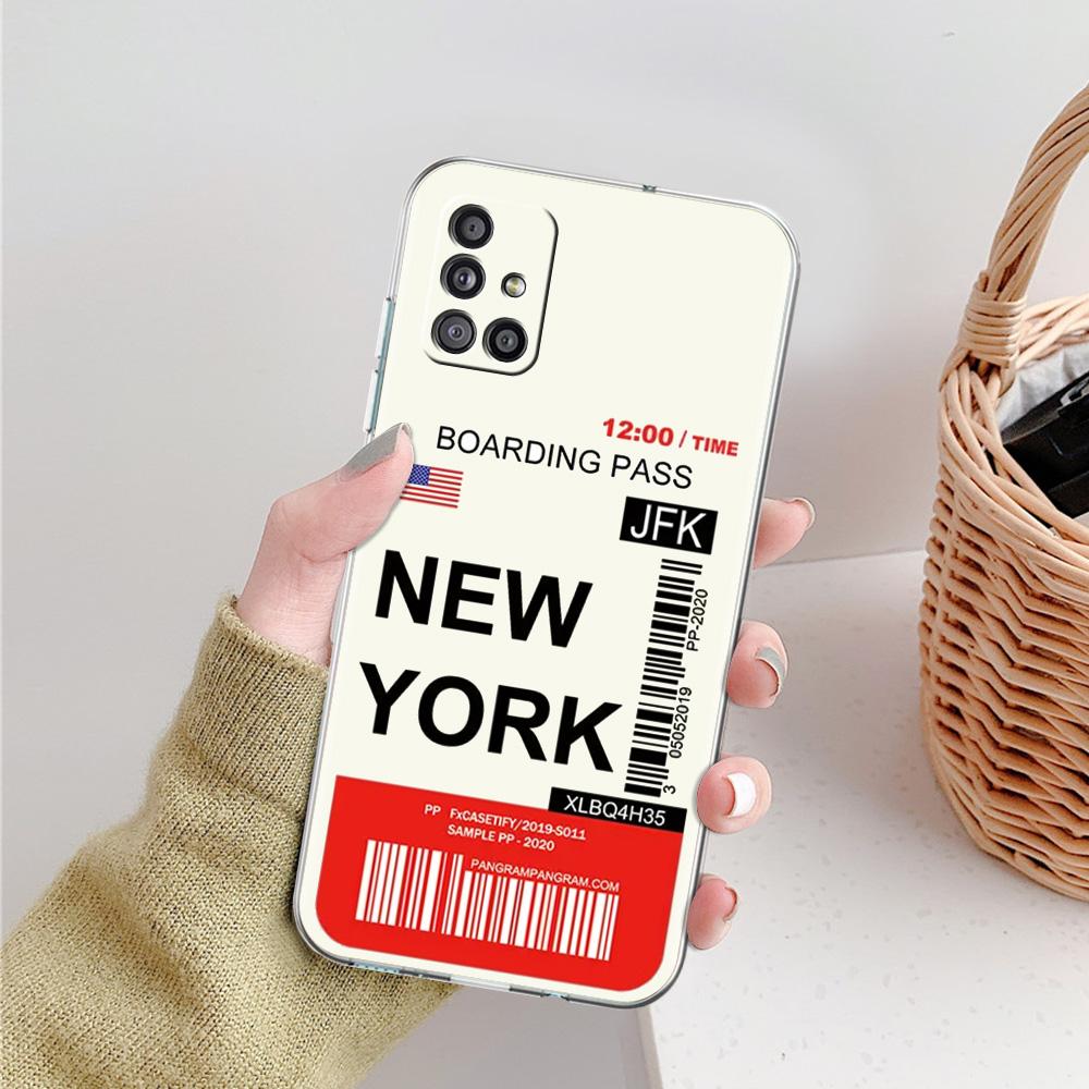 Чехол Для Samsung A15 A13 A35 A55 A51 A71 A41 A31 A05 A17 A23 A25 A33 A53 A73 5G A07 4G Чехол Мировой Городской Билет Путешествия Нью-Йорк