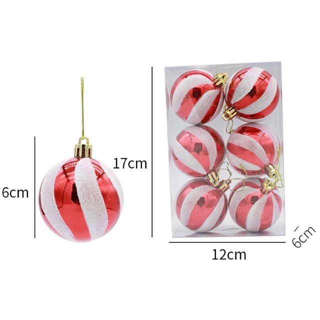 Christmas Balls Set 6PCS 6cm - Xmas Tree Hanging Ornaments, Navidad Noel Natal Home Party New Year Decoration