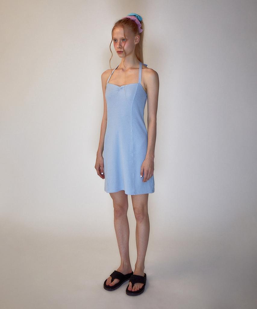 REST&RECREATION Рр Мини-платье с вырезом-халтер Небесно-голубое