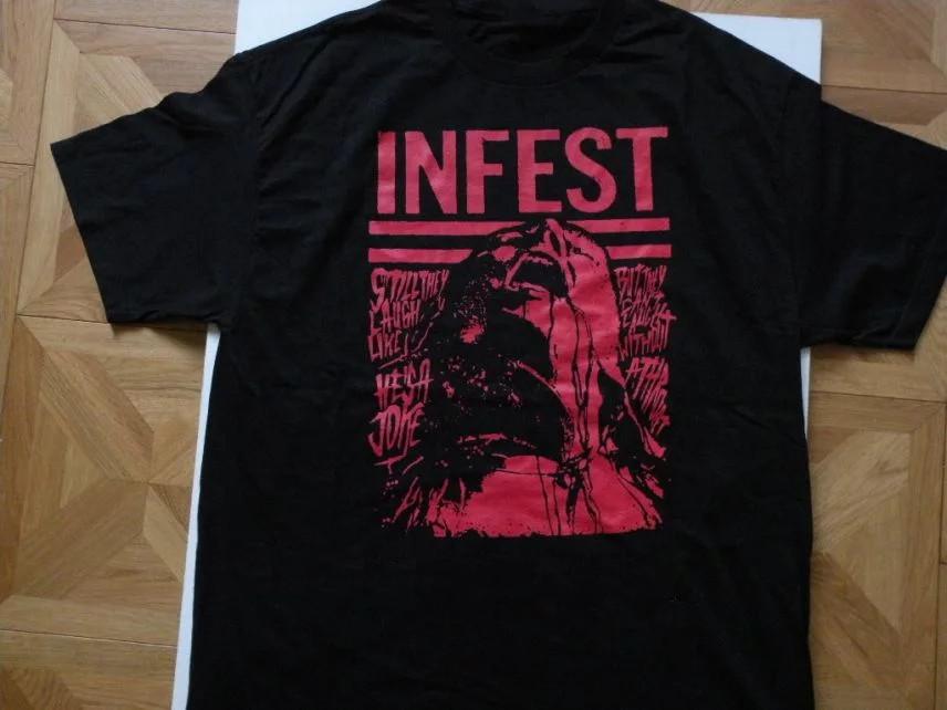 Подарок для семьи от Infest Band Черная футболка Хлопок Все размеры AD96 Унисекс футболка