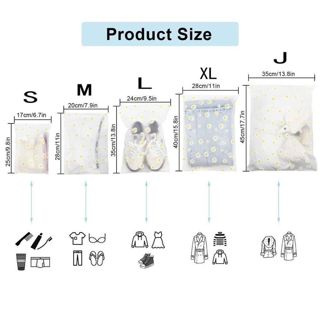 10 Pack Travel Storage Bags for Clothes, Clear Reusable Bags Plastic Ziplock Bags Luggage Organizer Pouch for Clothes Towels