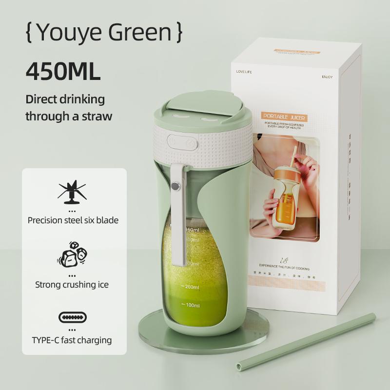 Новые 450 мл портативные электрические соковыжималки для фруктов с соломинкой, домашние USB-перезаряжаемые смузи-машины, блендеры, соломенные чашки, бутылки для блендера
