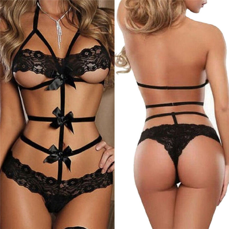 1 Pcs Sexy Bow Cutout Siamese Lingerie