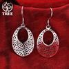 Hot 925 Sterling Silver Carved oval Earrings for Women Retro classic Jewelry fashion party wedding Holiday gifts