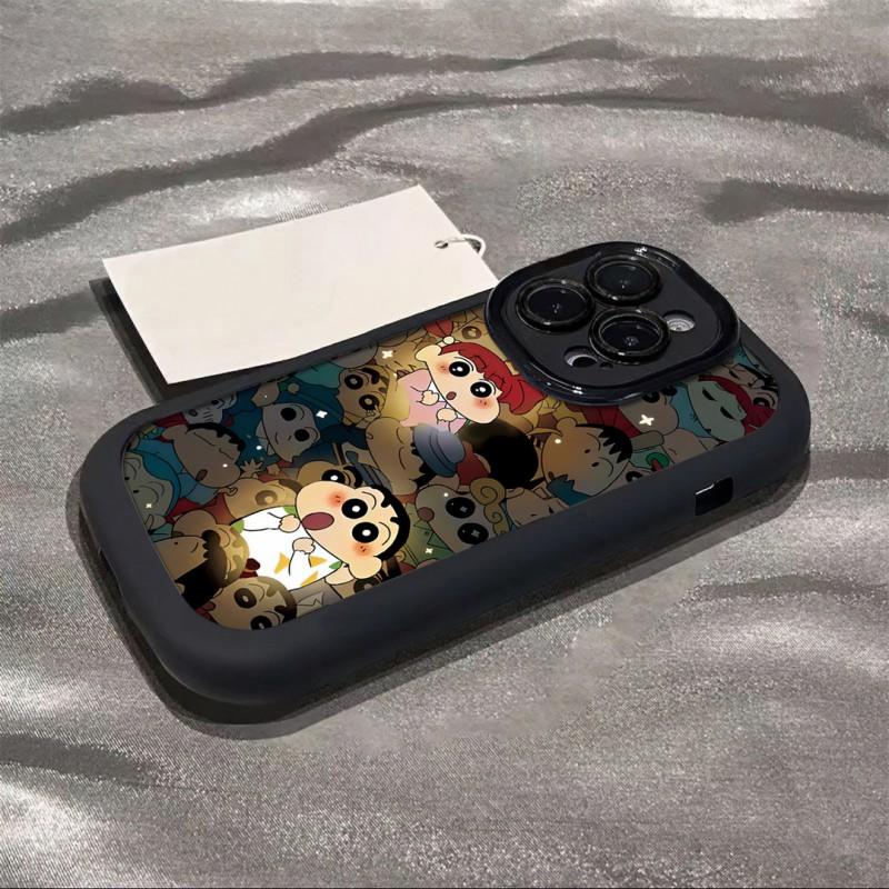 Cute Cartoon Soft Silicone Phone Case IPhone 17 16 Pro Max 15 Plus 13 11 Full Cover Shockproof With Glow-in-the-Dark Shin Chan
