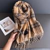 Couple Student Plaid Autumn And Winter Warm Scarf Women'S Shawl Versatile Commuter Fringed Fine Sand Imitation Cashmere Scarf