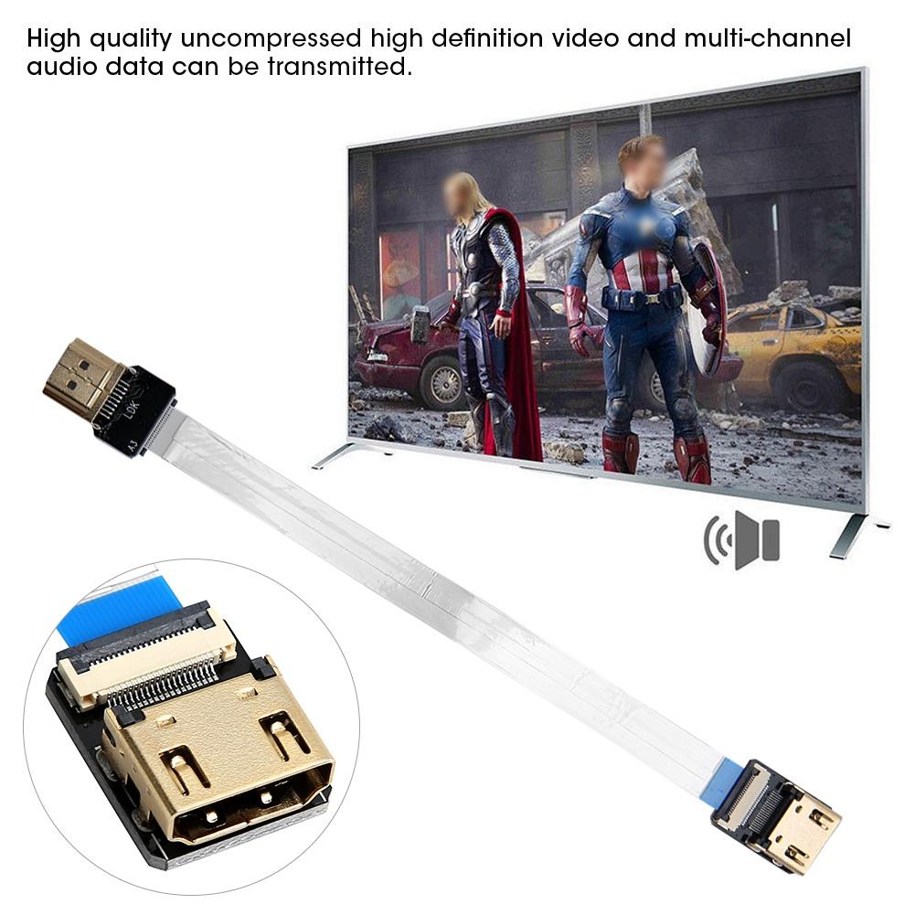 Стандартный разъем интерфейса HDMI Мягкий 90 градусов A3 Плоский штекер к A4 Гнездовой адаптер(15см)