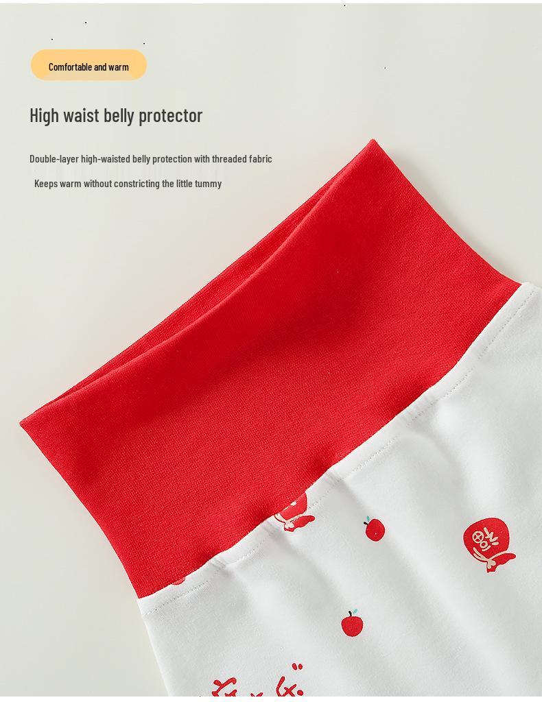 Детский хлопковый комплект нижнего белья без косточек на весну и осень: Базовый слой с высокой талией для мальчиков и девочек