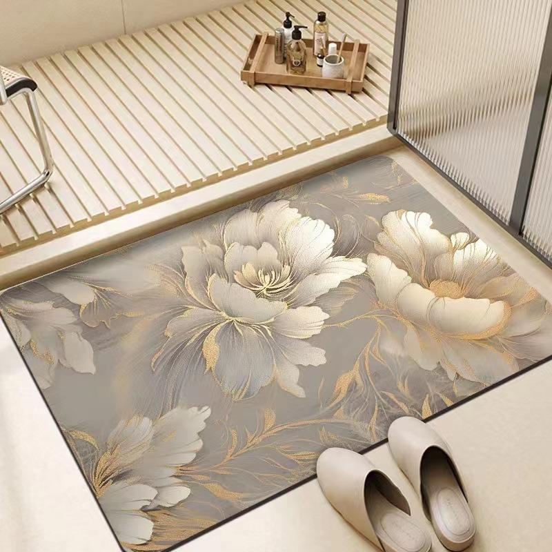 Легкий Роскошный Цветочный Дверной Коврик Супер Впитывающий Диатомовая Грязь Коврик для Ванной Комнаты Коврик для Кухни Противоскользящий Домашний Ковер для Прихожей
