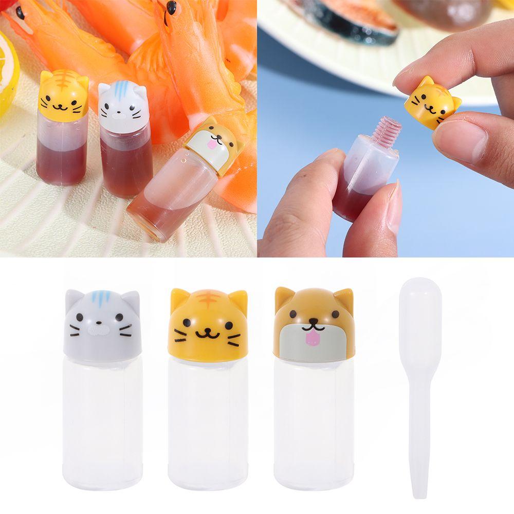 4PCS Lunch Box Cartoon Mini Kitchen Accessories For Bento Small Container Seasoning Sauce Bottle